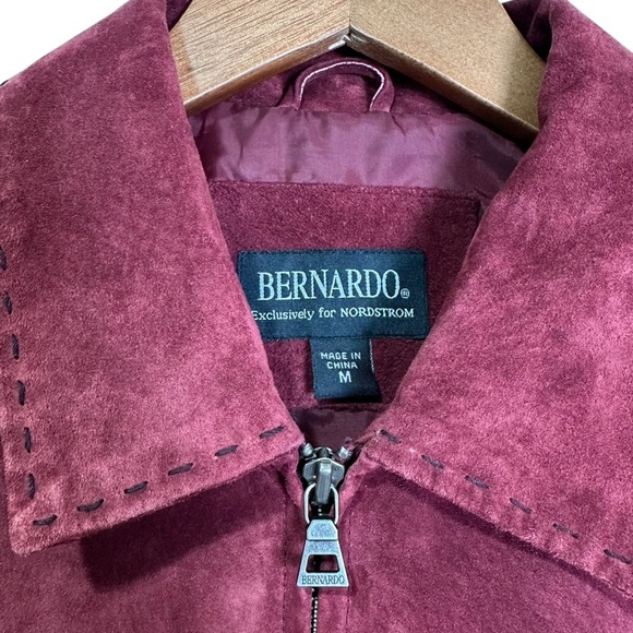 Vintage Bernardo Women’s M Red Burgundy Suede Leather Full Zip Lined Jacket Coat - Picture 11 of 14